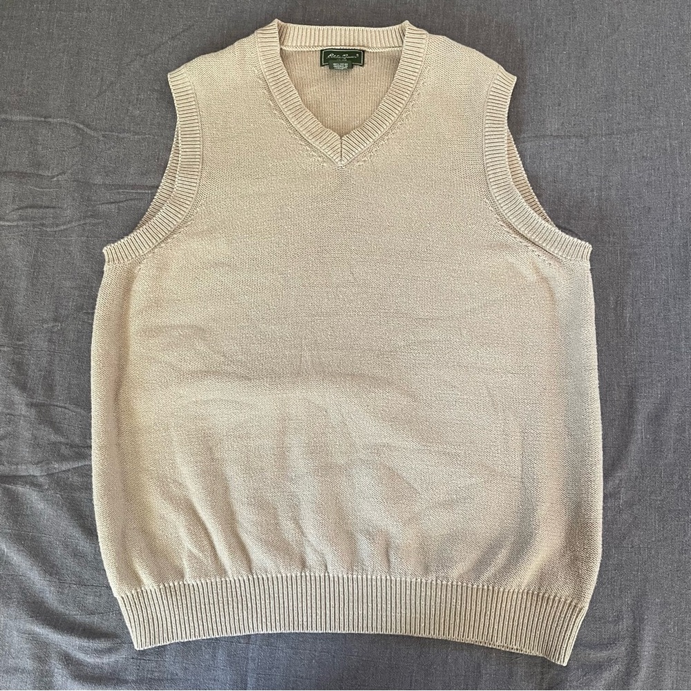 Eddie Bauer Knitted Vest Sweater 100 Cotton Size: XL